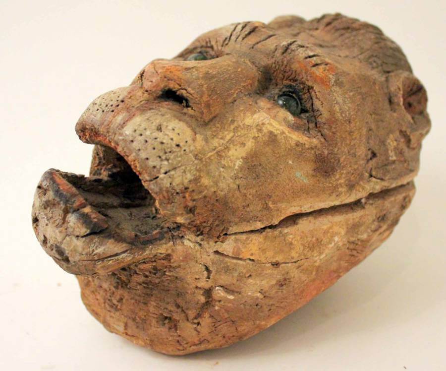 19Th Century Carved Wooden Puppet Lions Head