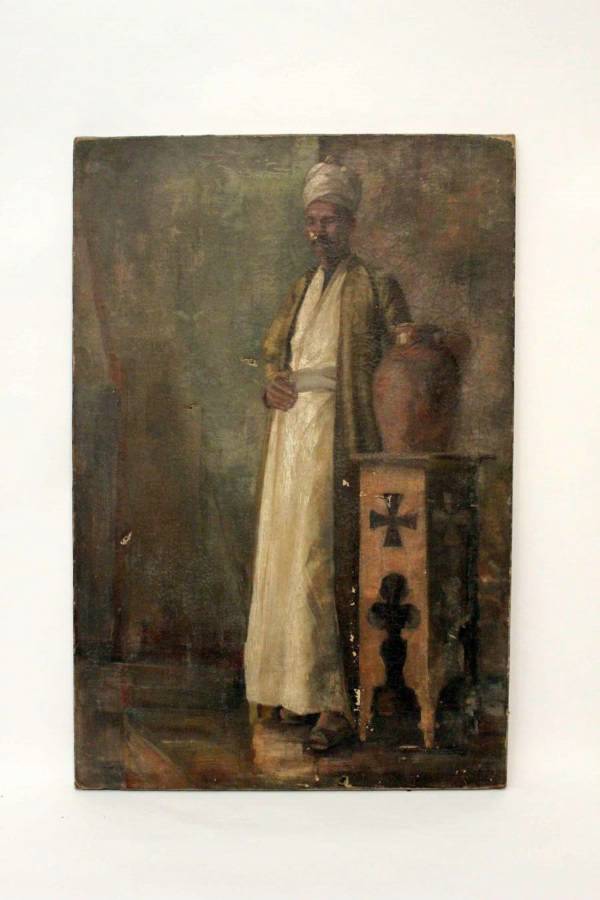 19Th Century Oil On Canvas Arab Merchant