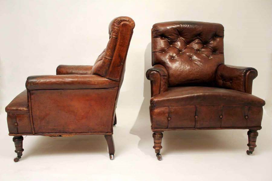 Pair of Late 19th Century Leather Club Chairs