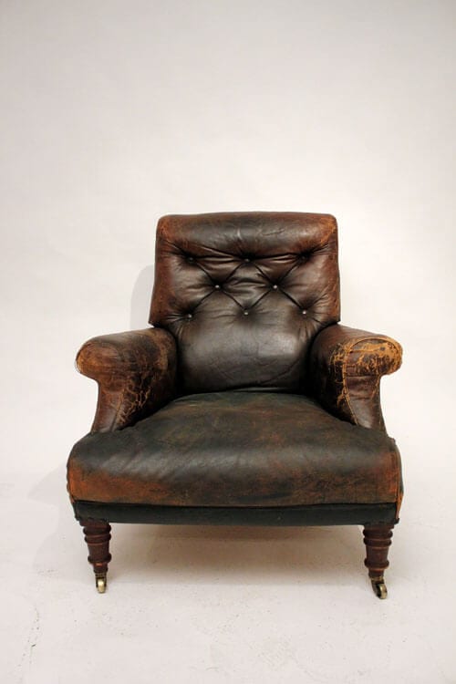 19Th Century Leather Gentlemans Armchair