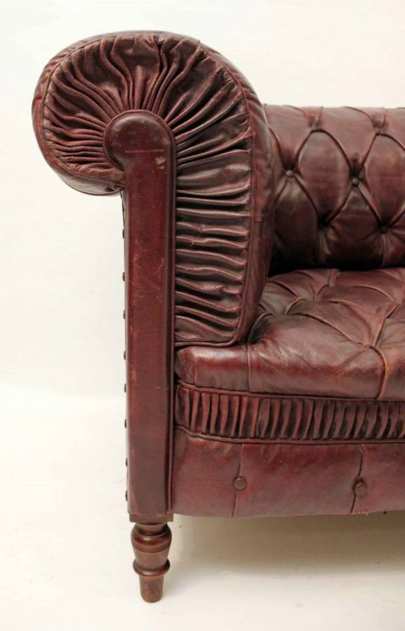 19TH Century Red Leather Chesterfield Sofa