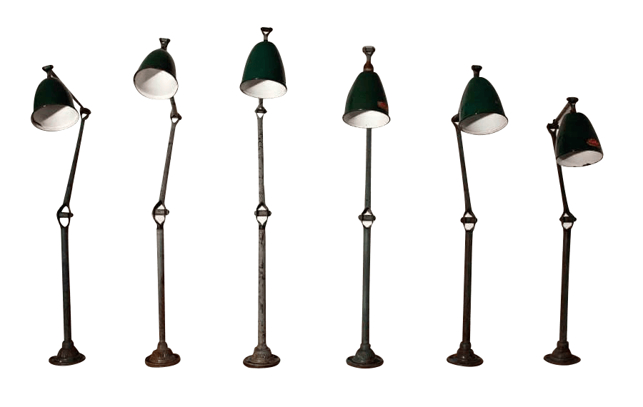 Set Of Six 20Th Century Industrial Lamps