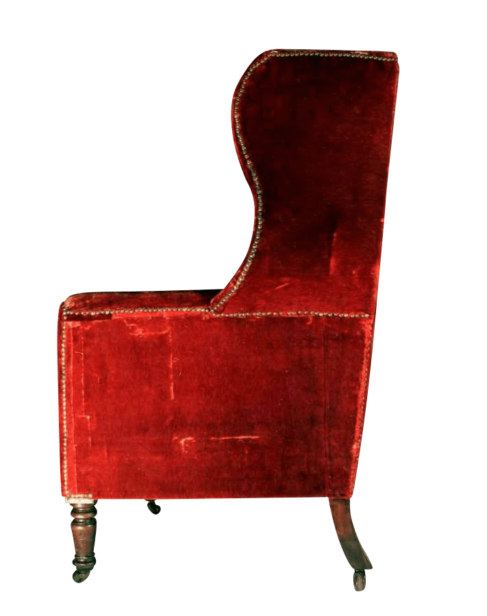 19Th Century Red Velvet Wingchair