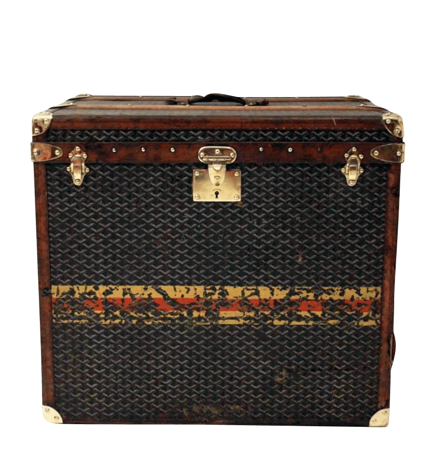 ANTIQUE 20thC GOYARD COURIER TRUNK IN CHEVRON PATERN, PARIS c.1900 —  Pushkin Antiques