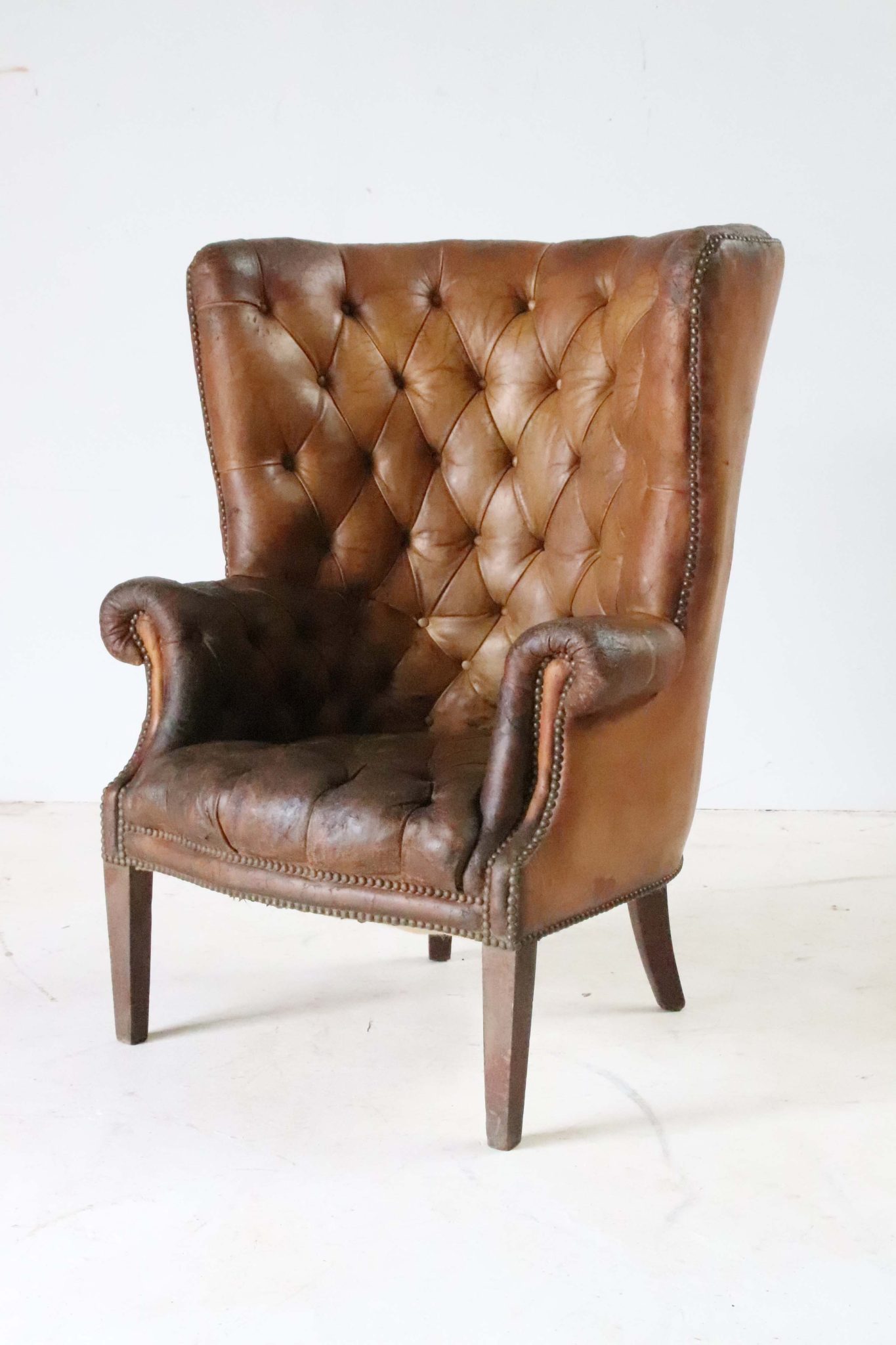 Edwardian Leather Barrel Back Arm Chair. - Image 2