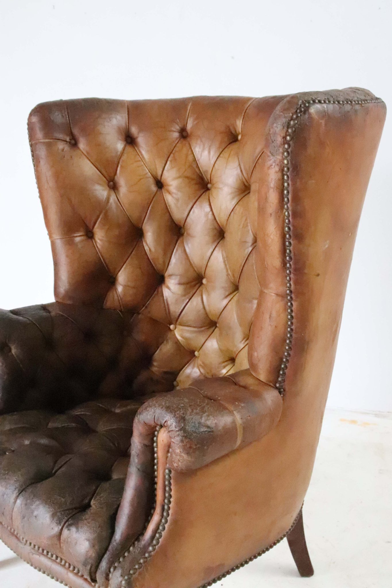 Edwardian Leather Barrel Back Arm Chair. - Image 10