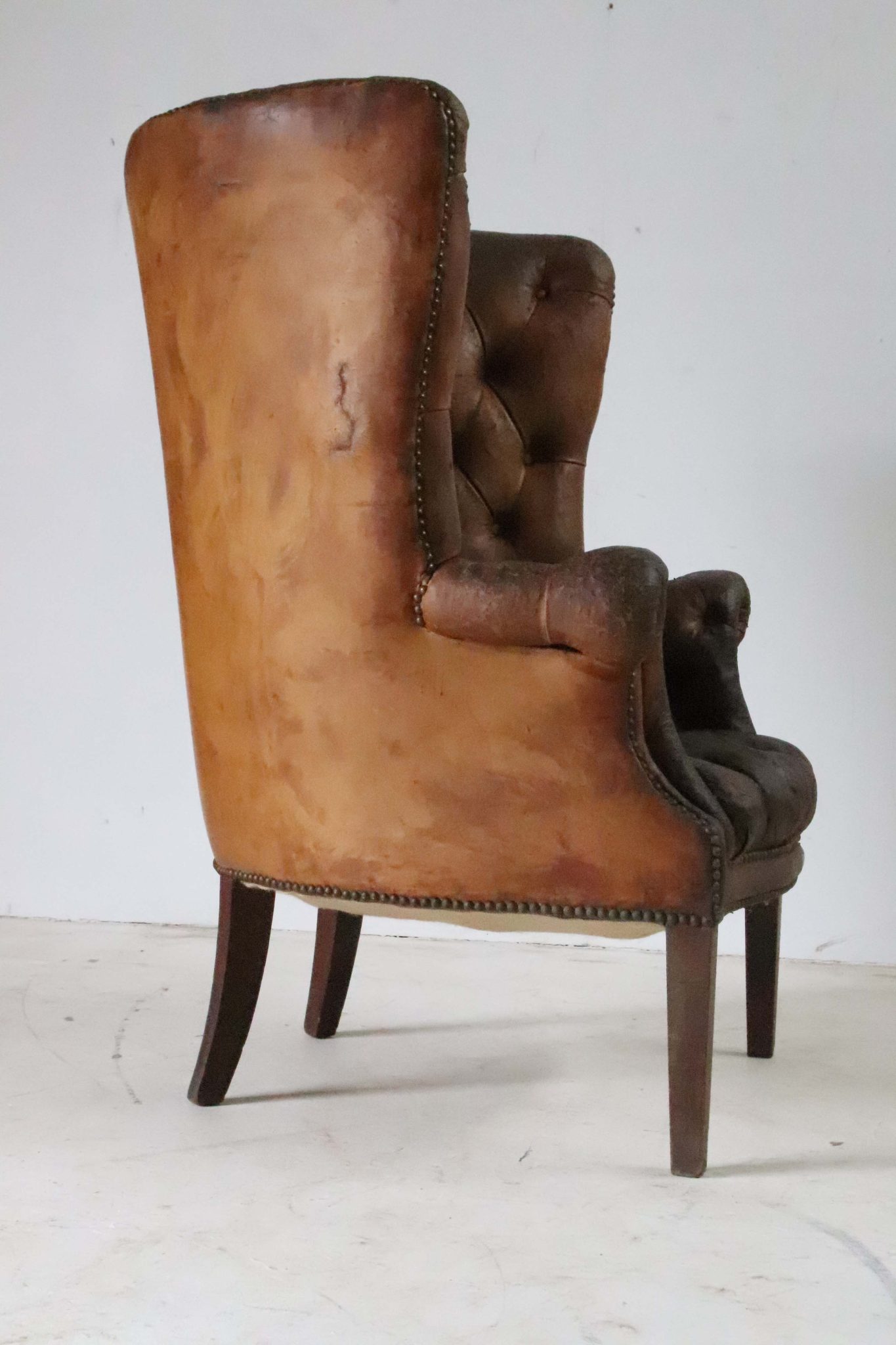 Edwardian Leather Barrel Back Arm Chair. - Image 13