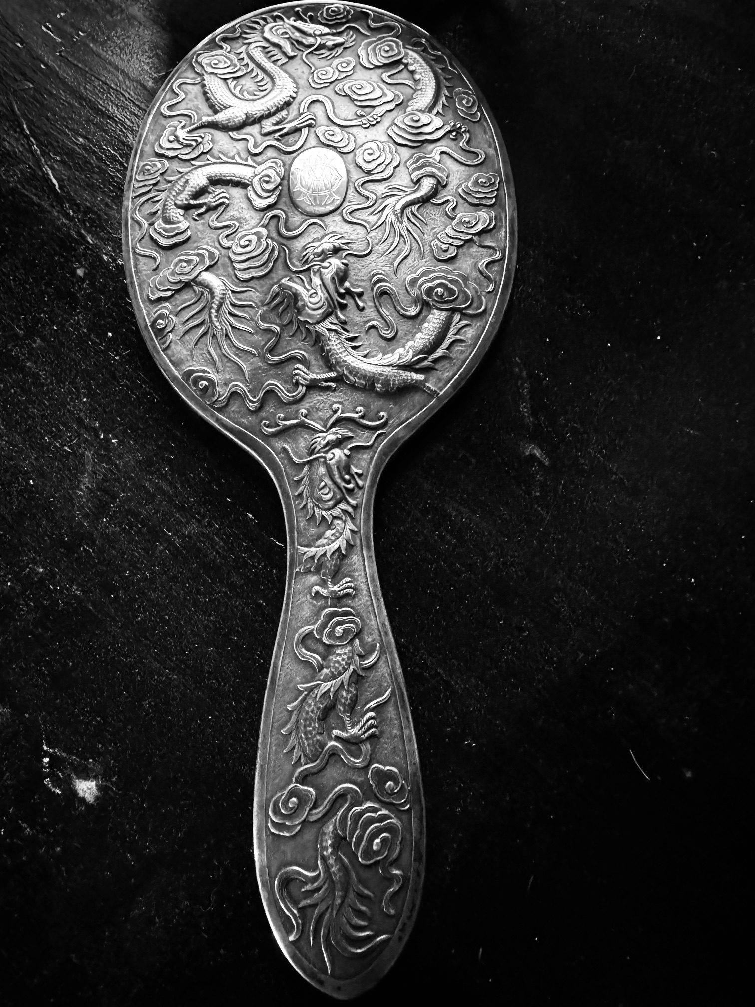 Edwardian Silver Dressing Mirror. - Image 4