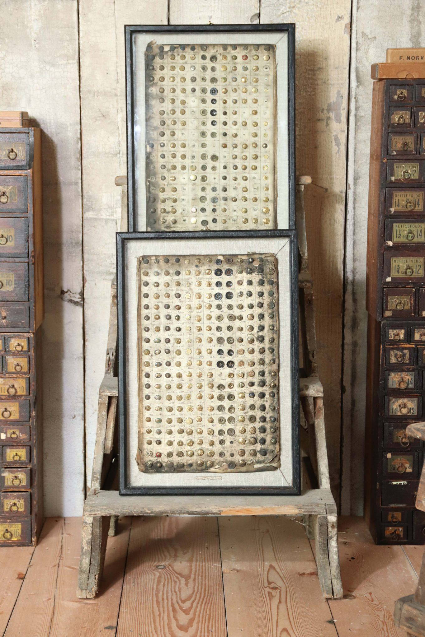 A Pair Of 19Th Century Framed Button Samplers.