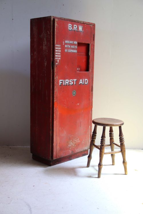 20Th Century British Rail First Aid Cabinet.