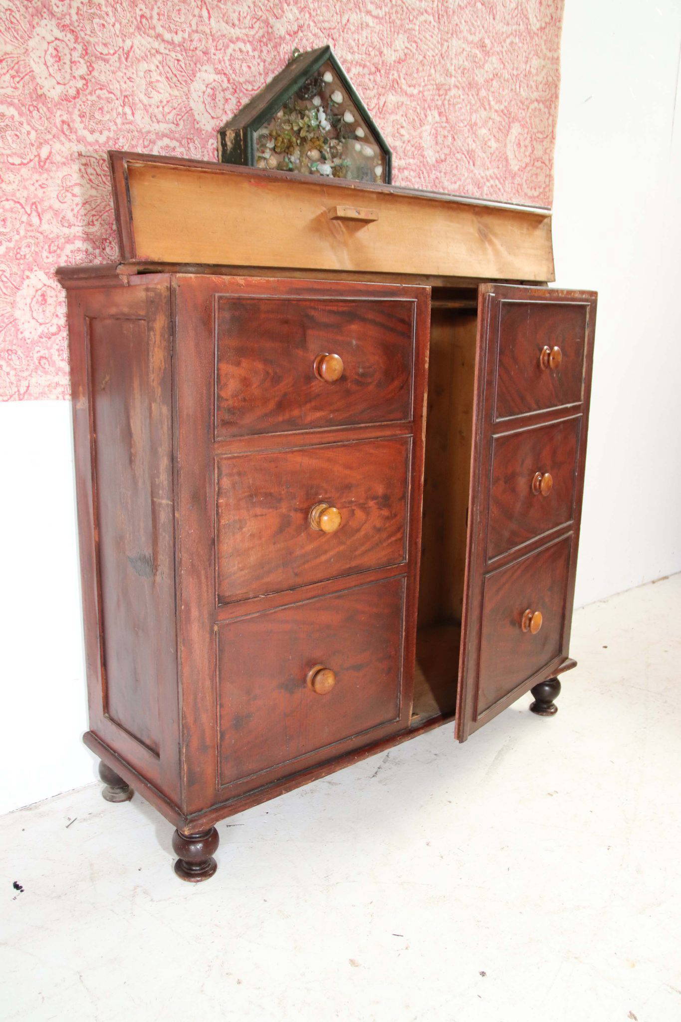 19Th Century Welsh Scumble Painted Chest-Cupboard. - Image 5