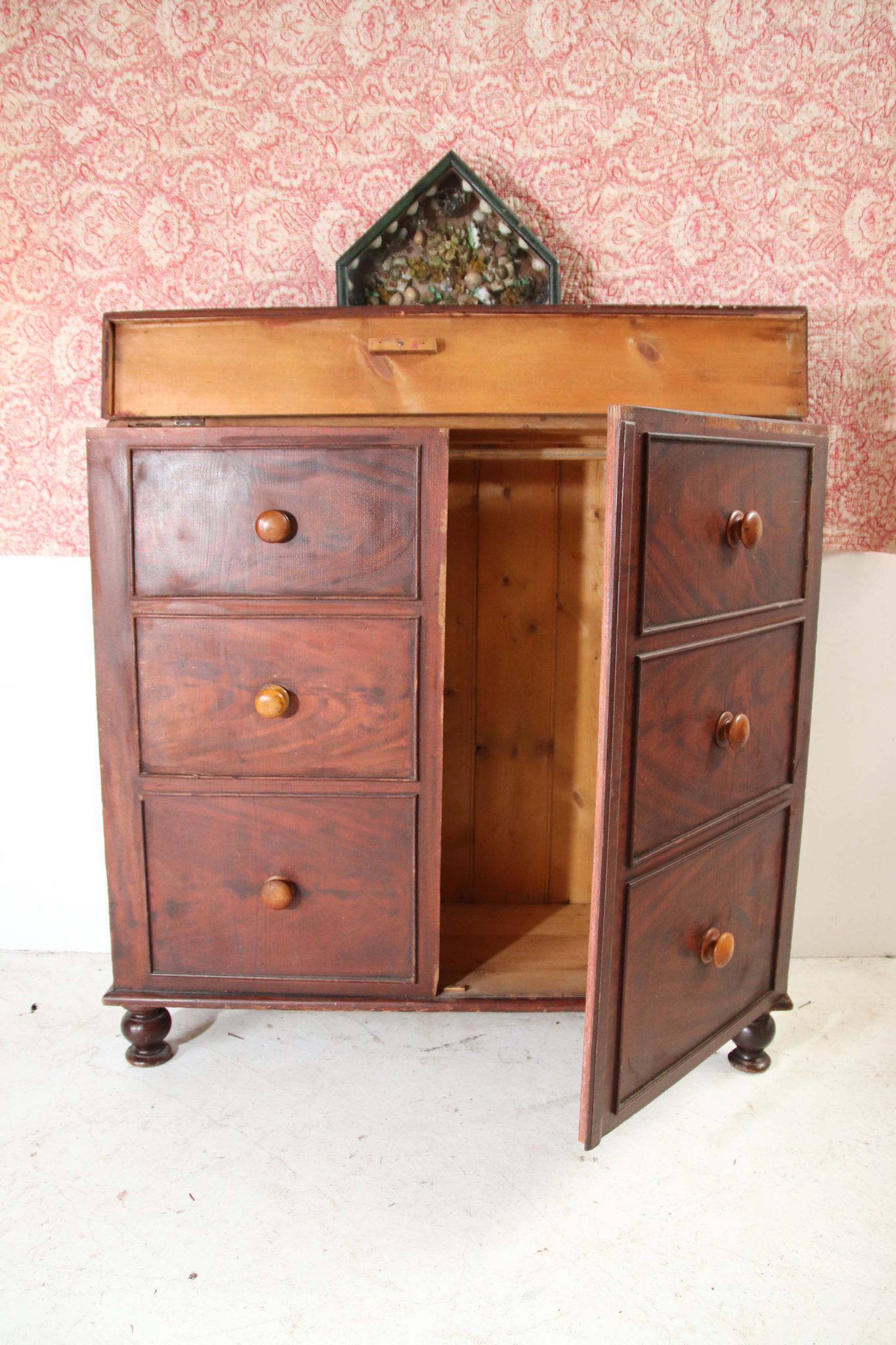 19Th Century Welsh Scumble Painted Chest-Cupboard. - Image 2