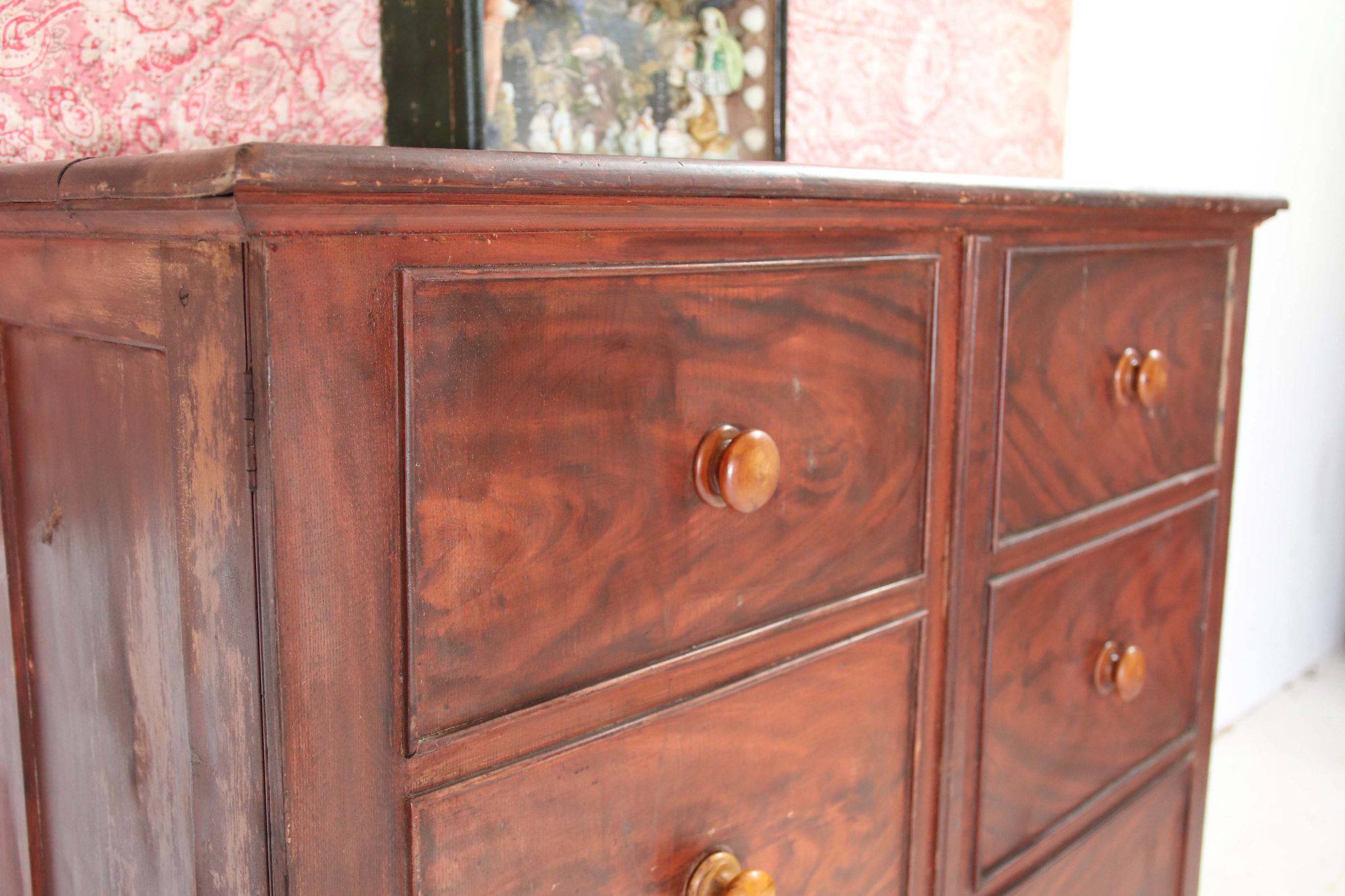 19Th Century Welsh Scumble Painted Chest-Cupboard. - Image 11