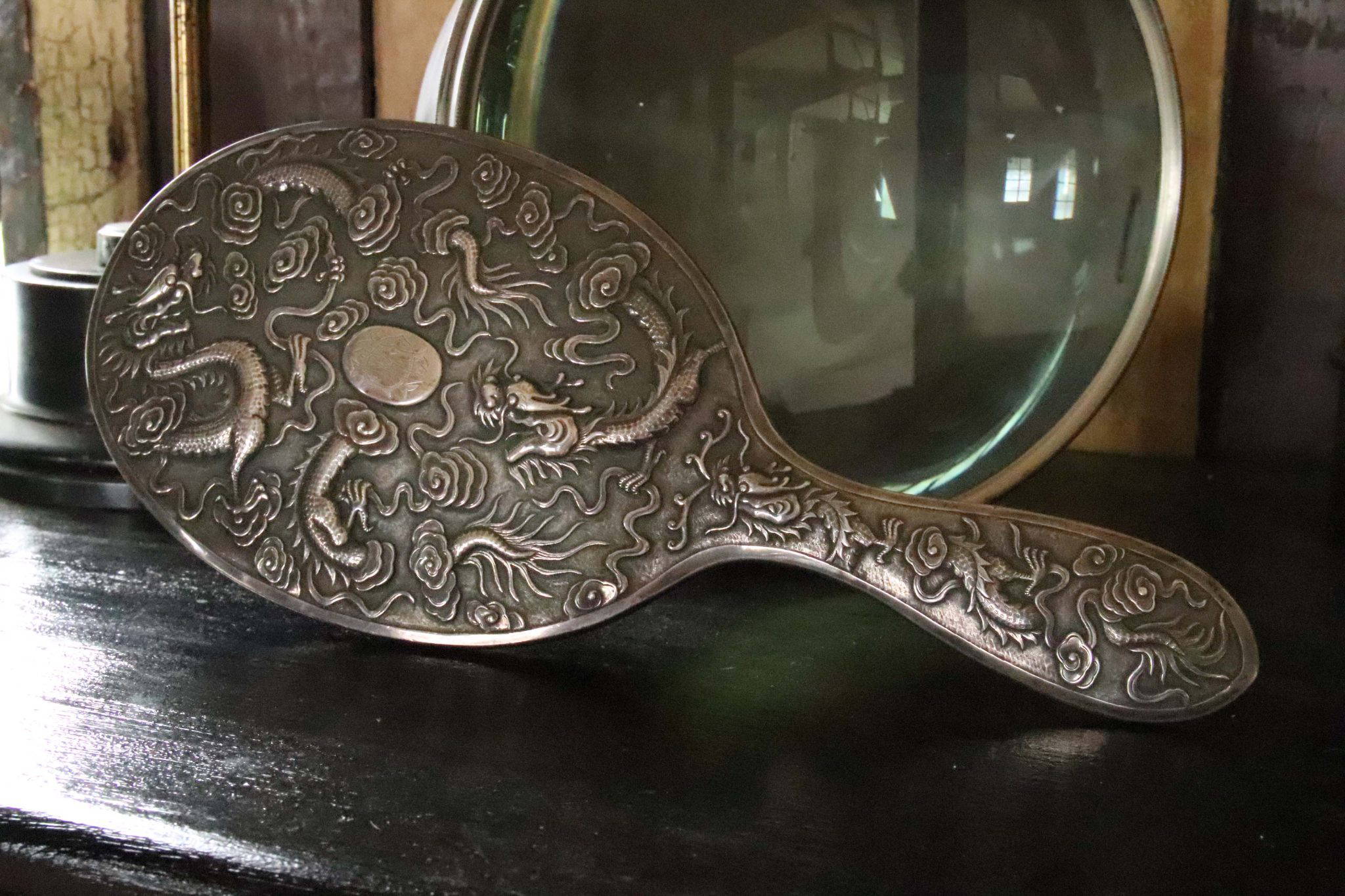 Edwardian Silver Dressing Mirror. - Image 5
