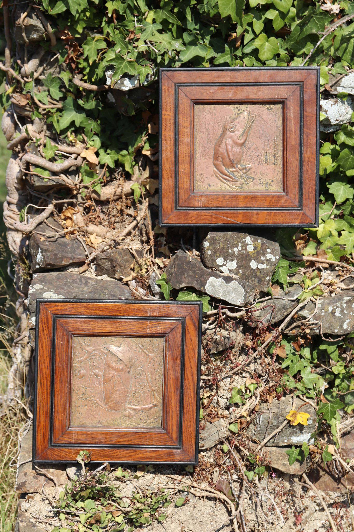 19Th-Century Arts and Crafts Copper Relief Panels.