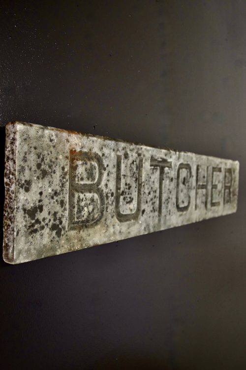 Early 20Th Century Marble Butchers Sign.
